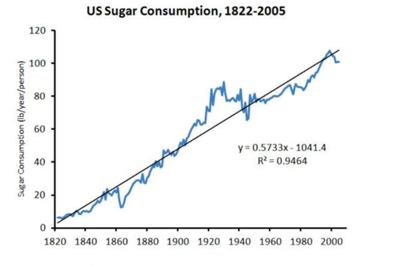 US Sugar Consumption, 1822-2005